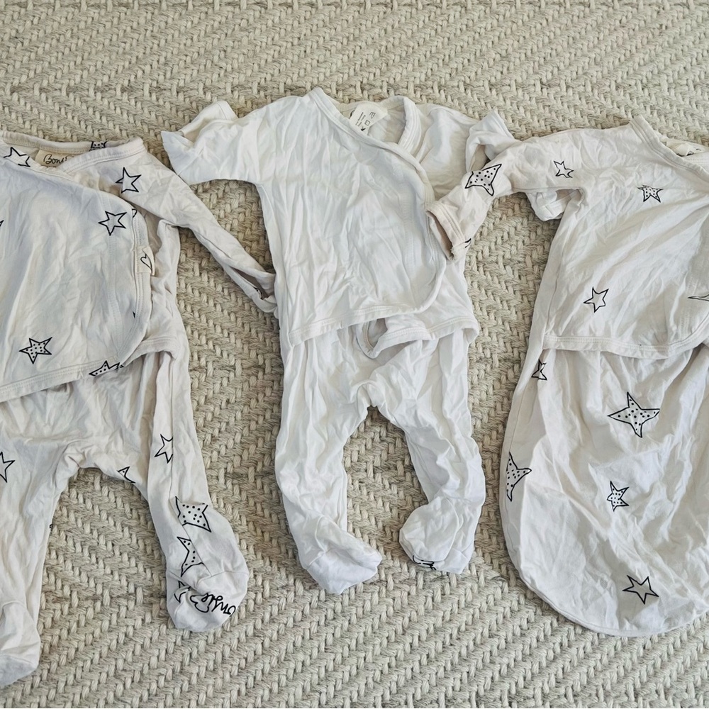 Bonsie baby bamboo newborn pajamas set of 3